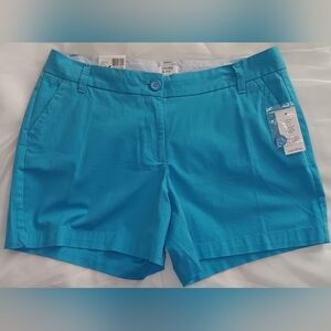 Crown & Ivy Women 5" Caroline Shorts-Turquoise Blue, Size 8 NWT-$44.50